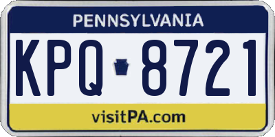 PA license plate KPQ8721