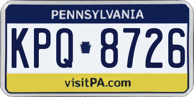 PA license plate KPQ8726