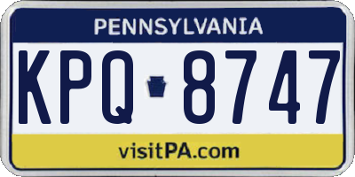 PA license plate KPQ8747