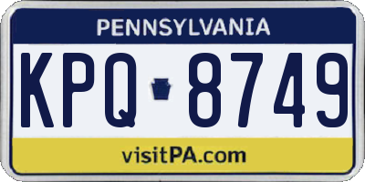 PA license plate KPQ8749