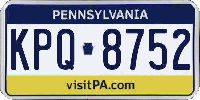 PA license plate KPQ8752