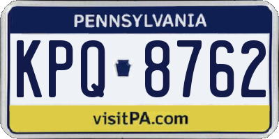 PA license plate KPQ8762