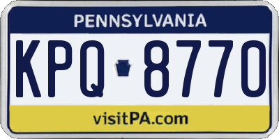 PA license plate KPQ8770