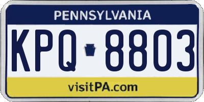 PA license plate KPQ8803