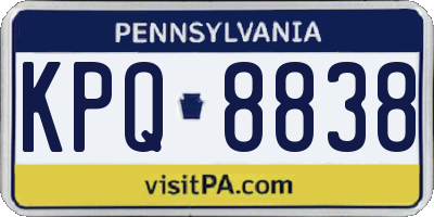 PA license plate KPQ8838