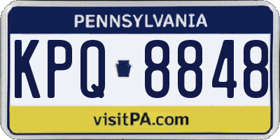PA license plate KPQ8848