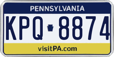 PA license plate KPQ8874