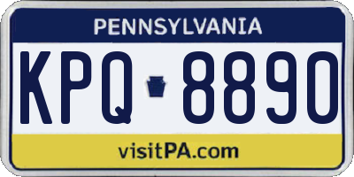 PA license plate KPQ8890
