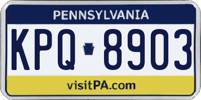PA license plate KPQ8903