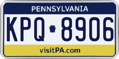 PA license plate KPQ8906