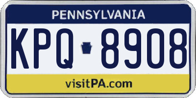 PA license plate KPQ8908
