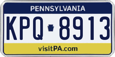 PA license plate KPQ8913