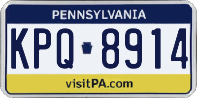 PA license plate KPQ8914