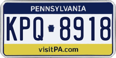 PA license plate KPQ8918