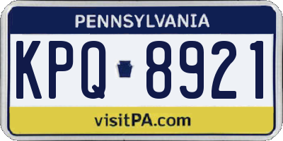 PA license plate KPQ8921