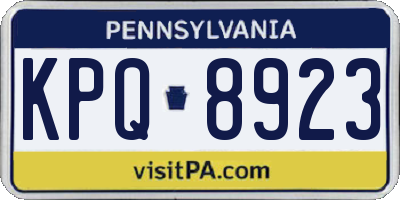 PA license plate KPQ8923