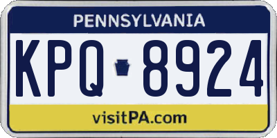 PA license plate KPQ8924