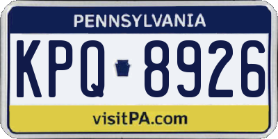 PA license plate KPQ8926
