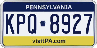 PA license plate KPQ8927