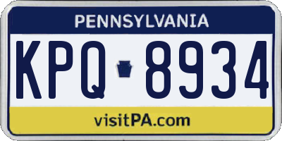 PA license plate KPQ8934