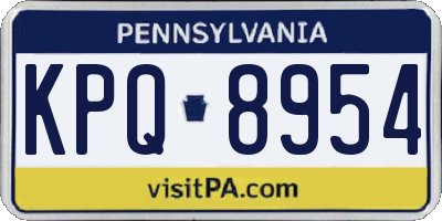 PA license plate KPQ8954