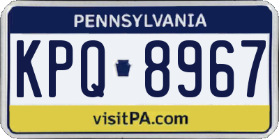 PA license plate KPQ8967