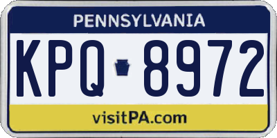 PA license plate KPQ8972