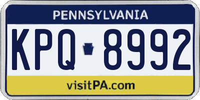 PA license plate KPQ8992
