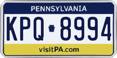 PA license plate KPQ8994