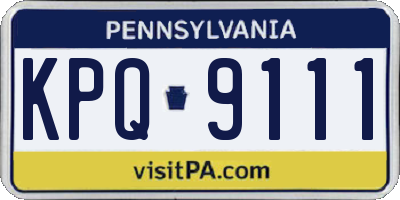 PA license plate KPQ9111