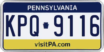 PA license plate KPQ9116