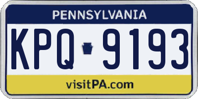 PA license plate KPQ9193