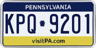 PA license plate KPQ9201