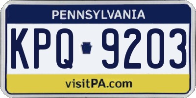 PA license plate KPQ9203