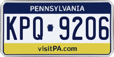 PA license plate KPQ9206