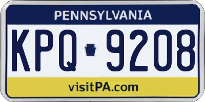 PA license plate KPQ9208
