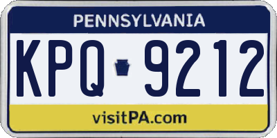 PA license plate KPQ9212