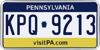 PA license plate KPQ9213