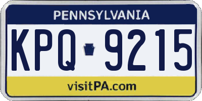 PA license plate KPQ9215