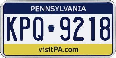 PA license plate KPQ9218