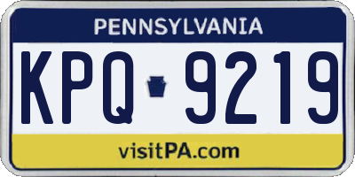 PA license plate KPQ9219