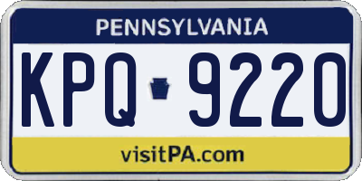 PA license plate KPQ9220