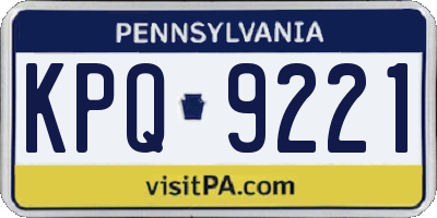 PA license plate KPQ9221