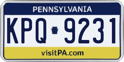 PA license plate KPQ9231