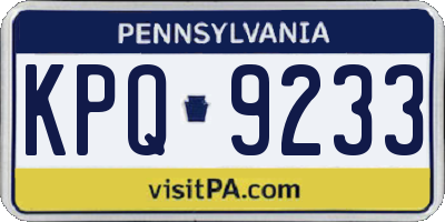 PA license plate KPQ9233