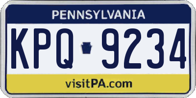 PA license plate KPQ9234