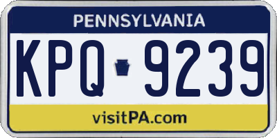 PA license plate KPQ9239