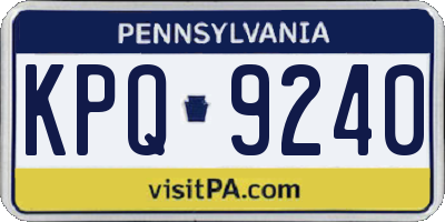 PA license plate KPQ9240