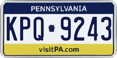 PA license plate KPQ9243