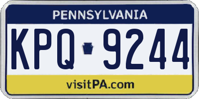 PA license plate KPQ9244